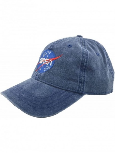 Baseball Caps NASA Worm Meatball Logo Embroidered Washed Space DAD Cap - Navy - C1189NEKXNH $10.46