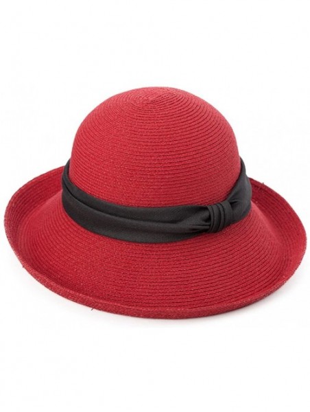 Bucket Hats Womens UPF50 Foldable Summer Sun Beach Straw Hats Accessories Wide Brim - 89323_red - CV18TIS8RH0 $29.86