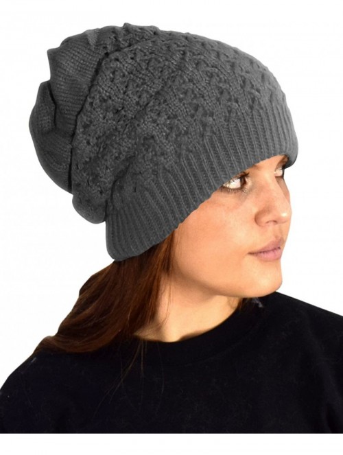 Skullies & Beanies Womens Knit Thick Warm Slouch Beanie Ski Hat Cap - Gray - CJ12N1KIX7H $15.51