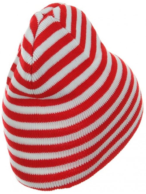 Skullies & Beanies Trendy Striped Beanie - Red White - C1114YSRA35 $14.39