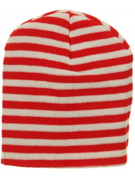 Skullies & Beanies Trendy Striped Beanie - Red White - C1114YSRA35 $14.39