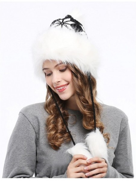 Skullies & Beanies Winter Mongolian Hat Women Russian Style Hat Snowflake Pompom - Black - C712629MBND $15.49