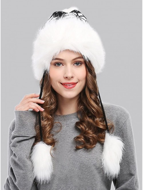 Skullies & Beanies Winter Mongolian Hat Women Russian Style Hat Snowflake Pompom - Black - C712629MBND $15.49