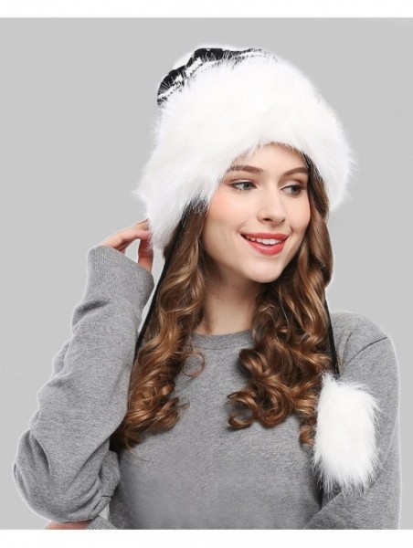 Skullies & Beanies Winter Mongolian Hat Women Russian Style Hat Snowflake Pompom - Black - C712629MBND $15.49