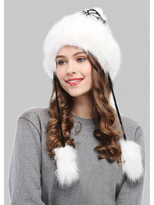 Skullies & Beanies Winter Mongolian Hat Women Russian Style Hat Snowflake Pompom - Black - C712629MBND $15.49