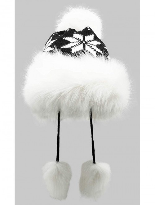 Skullies & Beanies Winter Mongolian Hat Women Russian Style Hat Snowflake Pompom - Black - C712629MBND $15.49