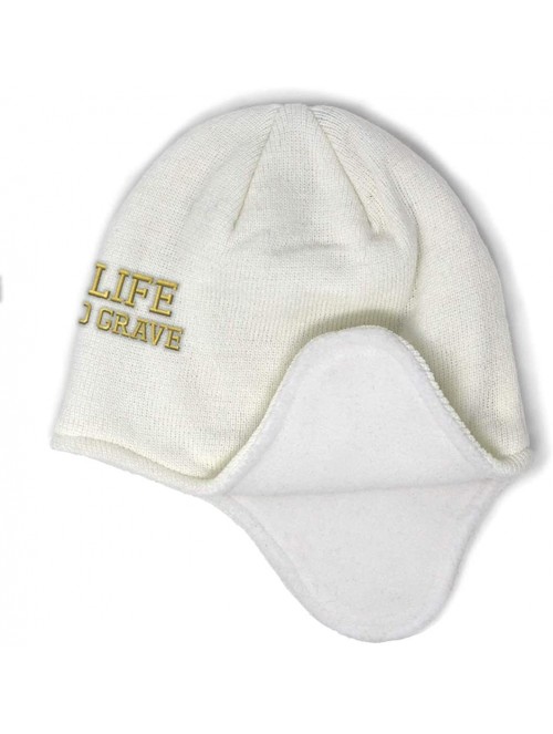 Skullies & Beanies Custom Ear Flap Beanie for Men & Women Letters Prolife Womb to Grave Embroidery - White - C3192LC5XE6 $25.14