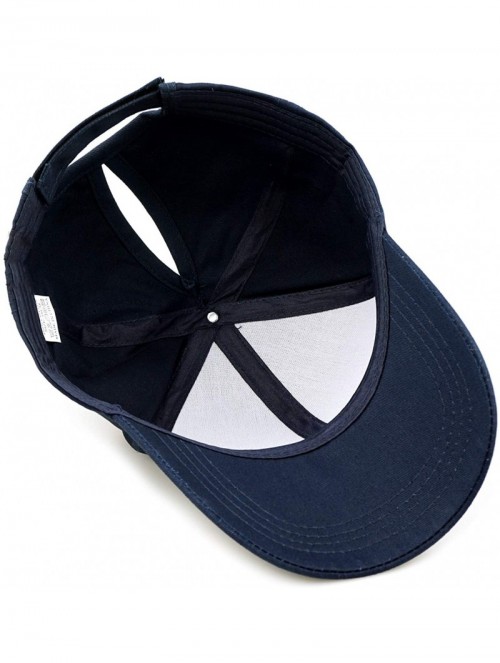 Baseball Caps Women Ponytail Baseball Hats Messy High Bun Hat Ponycaps Adjustable Cotton Trucker Dad Cap - A-blue - C118GYY8E...