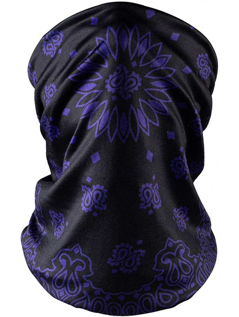 Balaclavas Face Bandanas Neck Gaiters for Men Women Dust Scarf Balaclava Headbands - Purple Paisley - CS199O0ZRI4 $16.60