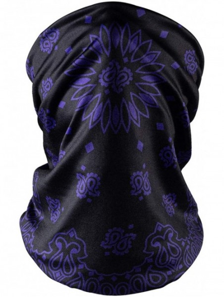 Balaclavas Face Bandanas Neck Gaiters for Men Women Dust Scarf Balaclava Headbands - Purple Paisley - CS199O0ZRI4 $16.60