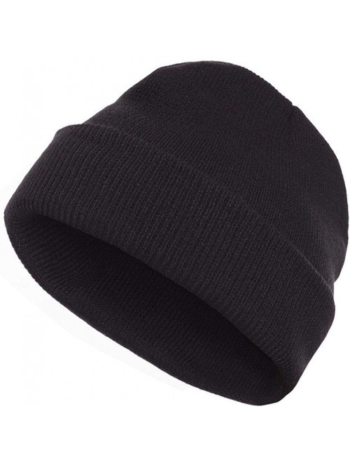 Skullies & Beanies Warm Winter Beanies Hat Cap for Men Women Toboggan Cuffed Knit Slouch - Black - C718KRD5N0L $14.66