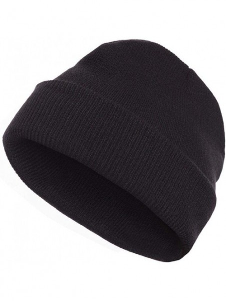 Skullies & Beanies Warm Winter Beanies Hat Cap for Men Women Toboggan Cuffed Knit Slouch - Black - C718KRD5N0L $14.66