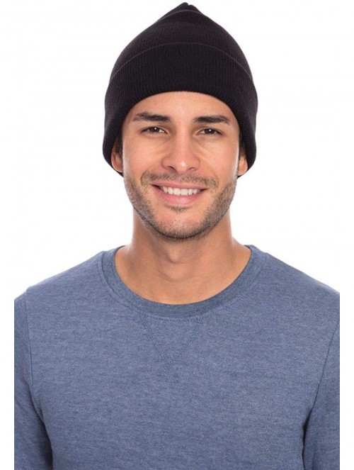 Skullies & Beanies Warm Winter Beanies Hat Cap for Men Women Toboggan Cuffed Knit Slouch - Black - C718KRD5N0L $14.66