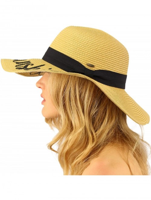 Sun Hats Fun Verbiage Elegant Wide Brim 4" Summer Derby Beach Pool Floppy Dress Sun Hat - CI11JLW0CJ9 $19.20