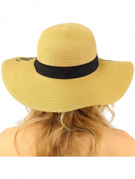 Sun Hats Fun Verbiage Elegant Wide Brim 4" Summer Derby Beach Pool Floppy Dress Sun Hat - CI11JLW0CJ9 $19.20