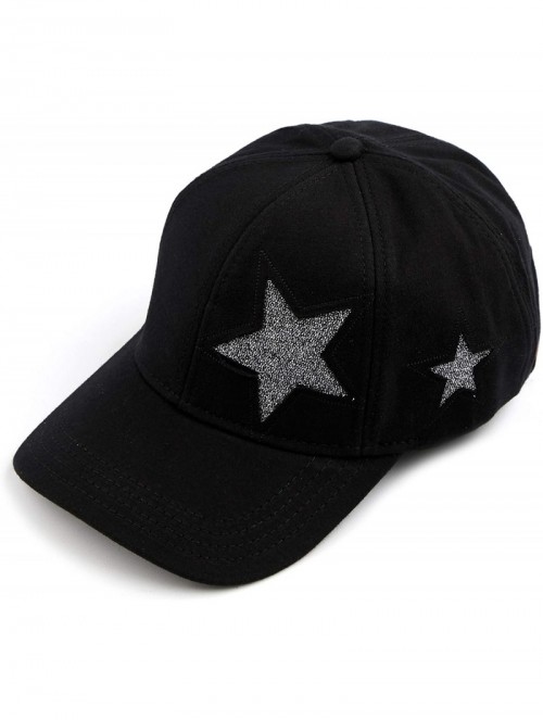 Baseball Caps Hatsandscarf Cotton Baseball Cap with Sparkling Star Pattern (BA-42) - Black - C418Q0983WA $16.37