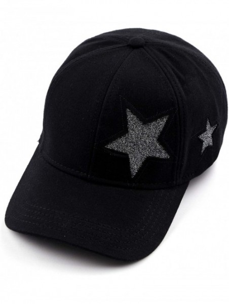 Baseball Caps Hatsandscarf Cotton Baseball Cap with Sparkling Star Pattern (BA-42) - Black - C418Q0983WA $16.37