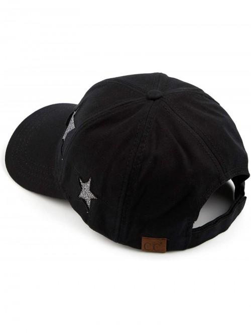 Baseball Caps Hatsandscarf Cotton Baseball Cap with Sparkling Star Pattern (BA-42) - Black - C418Q0983WA $16.37