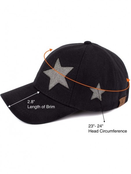 Baseball Caps Hatsandscarf Cotton Baseball Cap with Sparkling Star Pattern (BA-42) - Black - C418Q0983WA $16.37