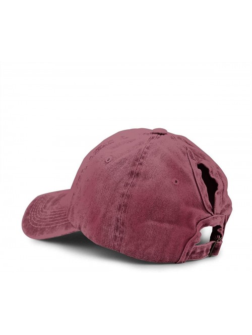 Baseball Caps Unisex Mama Bear Denim Hat Adjustable Washed Dyed Cotton Dad Baseball Caps - Ponytail Red - CA197KM558N $16.47