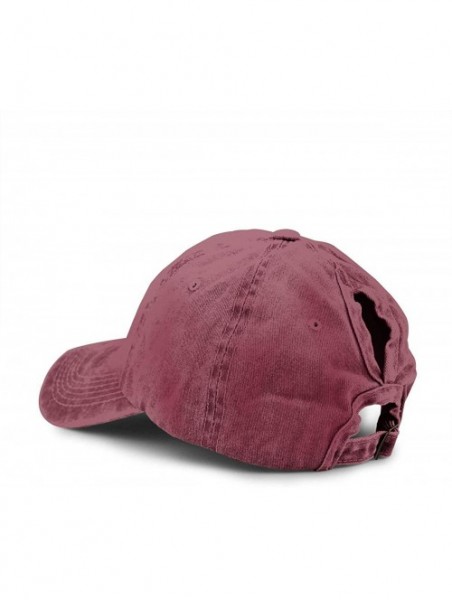 Baseball Caps Unisex Mama Bear Denim Hat Adjustable Washed Dyed Cotton Dad Baseball Caps - Ponytail Red - CA197KM558N $16.47