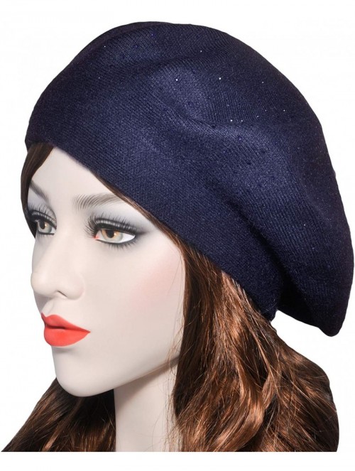 Berets Womens French Beret hat- Reversible Solid Color Cashmere Mosaic Warm Beret Cap for Girls - Royal Blue - CY18WEMRG4S $1...