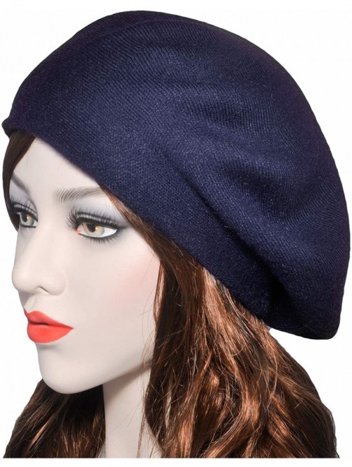 Berets Womens French Beret hat- Reversible Solid Color Cashmere Mosaic Warm Beret Cap for Girls - Royal Blue - CY18WEMRG4S $1...