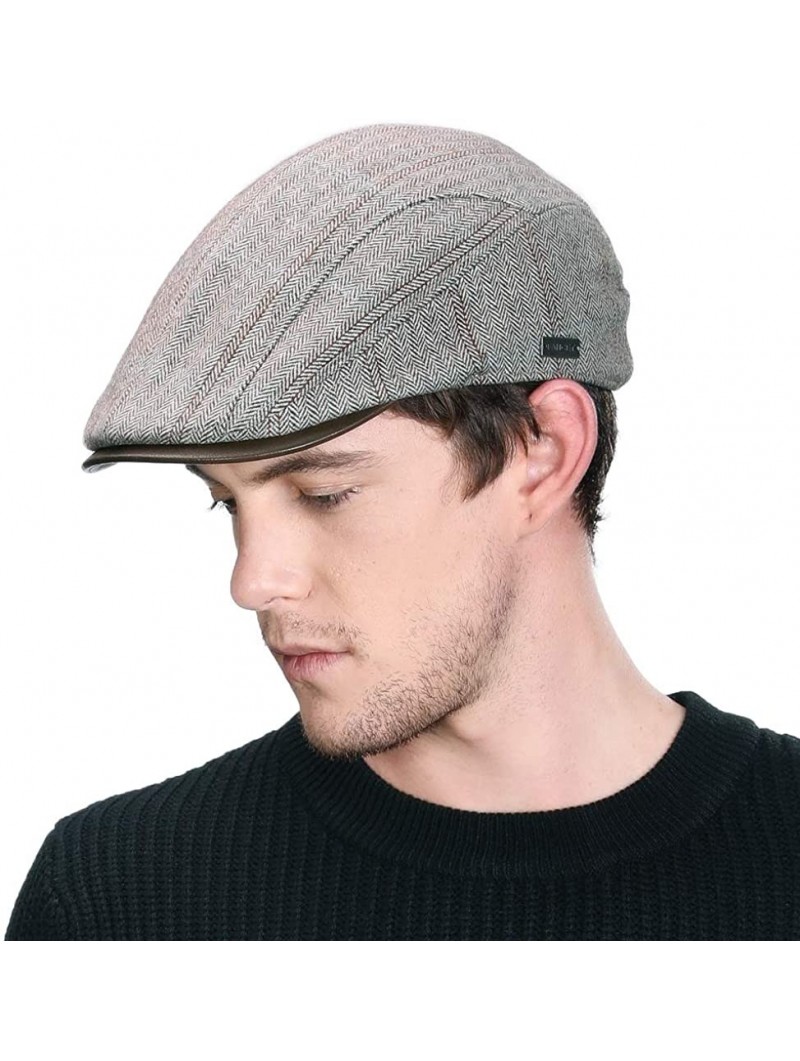 Newsboy Caps Winter Lrish Flat Lvy Newsboy Cap for Mens Hunting Driving Golf Scottish Gatsby Cabbie Hat 55-60cm - 00789-brown...