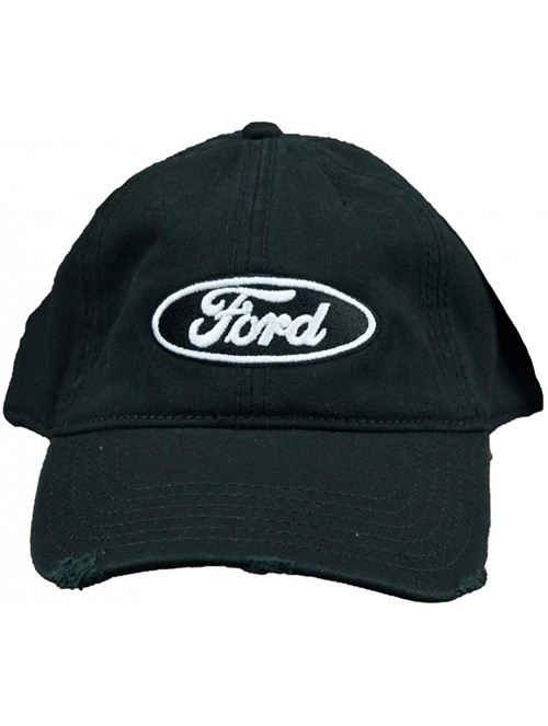 Baseball Caps Ford Oval Hat Distressed Embroidered Cap - Black - CF12LJPNENV $32.70