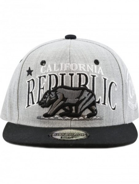 Baseball Caps 1300A New Republic California Soft Heather Grey Snapback Cap - Black - CZ12E06HCWZ $11.23