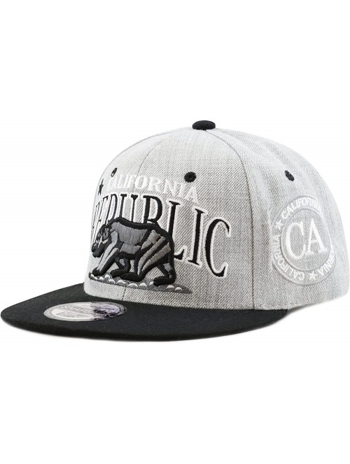 Baseball Caps 1300A New Republic California Soft Heather Grey Snapback Cap - Black - CZ12E06HCWZ $11.23