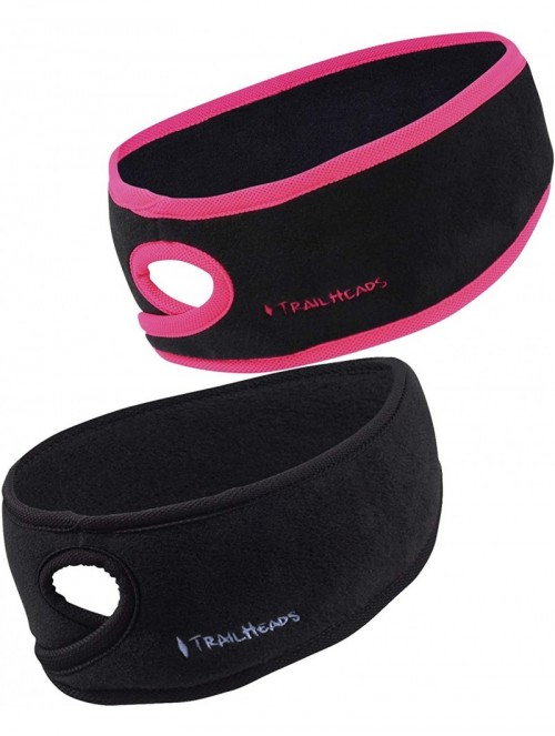 Balaclavas Women's Ponytail Headband - Fleece Earband - Winter Running Headband - Black - Black/Bright Coral - CL194W6EI29 $3...