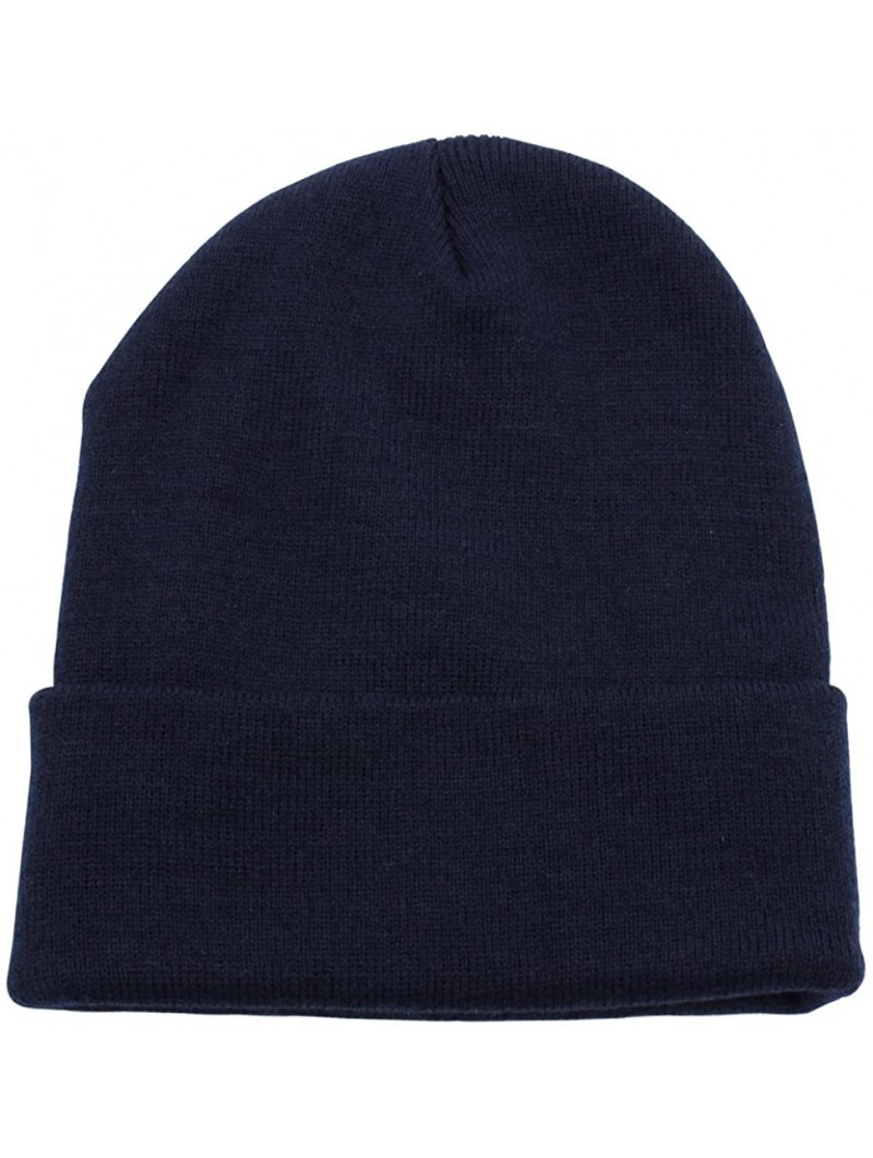 Skullies & Beanies Beanie Men Women - Unisex Cuffed Plain Skull Knit Hat Cap - Navy - CK12MYSBQIS $12.78