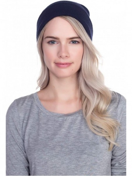 Skullies & Beanies Beanie Men Women - Unisex Cuffed Plain Skull Knit Hat Cap - Navy - CK12MYSBQIS $12.78