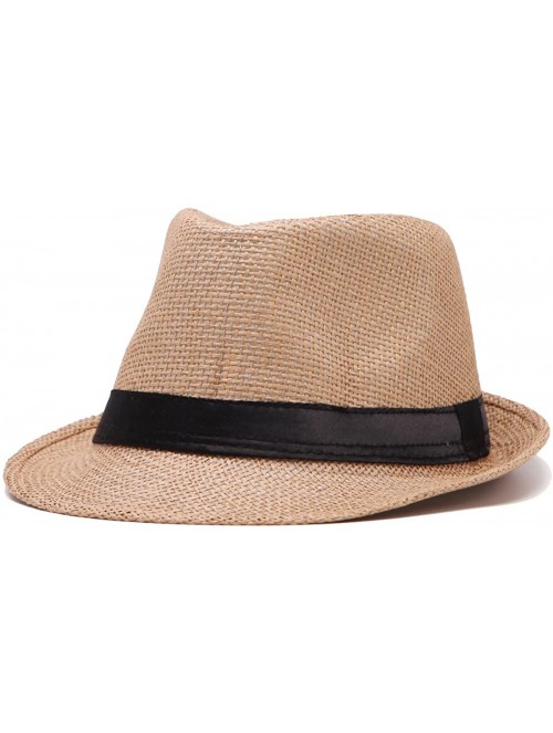 Fedoras Mens Fedora Hats for Men - Fedora Hat Panama Hat Straw Hat Trilby Hat Summer Hat (Pack of 3) - C118CIDG7HE $35.89