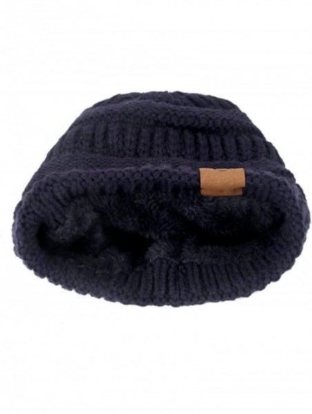 Skullies & Beanies Mens Womens Winter Cable Knit Slouchy Beanie Skully Cap Hat - Navy - CS1875M9TOS $13.88