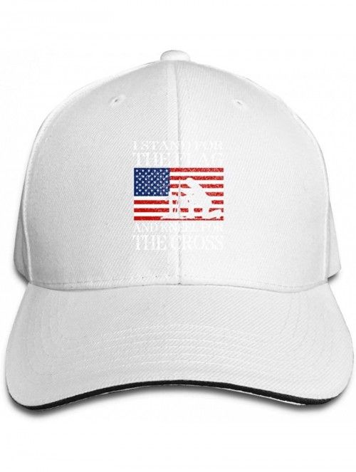Baseball Caps I Stand for The Flag and Kneel The Cross Baseball Cap Sports Adjustable Dad Hat - White - C6196SXKHRM $18.30