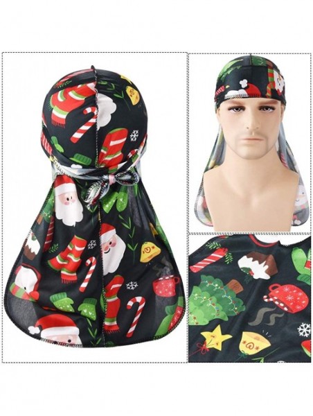 Skullies & Beanies Silky Durags Pack for Men Women Waves Satin Hair Bonnet Sleeping Hat Holographic Do Rags Set - C 4 - CX192...