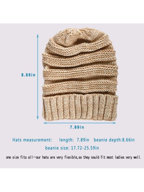 Skullies & Beanies Womens Slouchy Winter Knit Beanie Hats Warm Chunky Ski Cap Soft Skull Knit Cap for Women - ①black&camel - ...