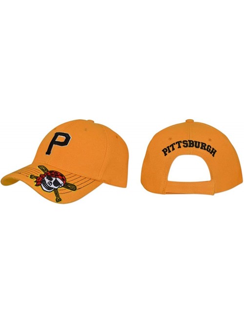 Baseball Caps Pittsburgh Hat with Pirate Skull Patch - Gold - CC128IZ592J $20.95