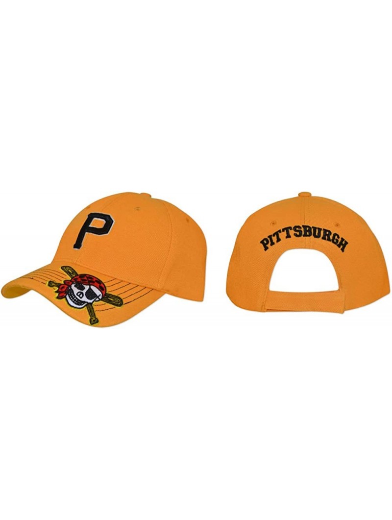 Baseball Caps Pittsburgh Hat with Pirate Skull Patch - Gold - CC128IZ592J $20.95