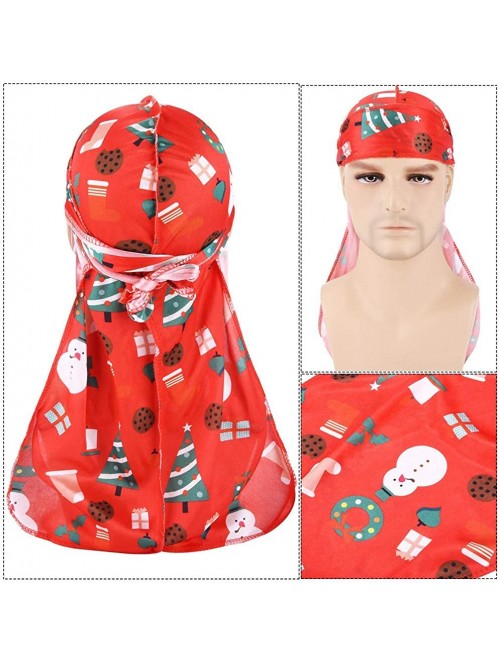Skullies & Beanies Silky Durags Pack for Men Women Waves Satin Hair Bonnet Sleeping Hat Holographic Do Rags Set - C 4 - CX192...