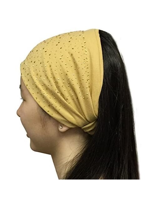 Cold Weather Headbands Wide Fabric Headbands with Sparkling Rhinestones - Russet Brown - CZ11TDGLBL1 $12.45