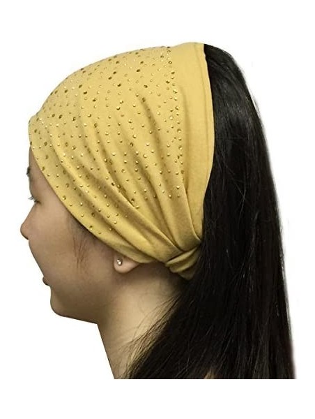 Cold Weather Headbands Wide Fabric Headbands with Sparkling Rhinestones - Russet Brown - CZ11TDGLBL1 $12.45