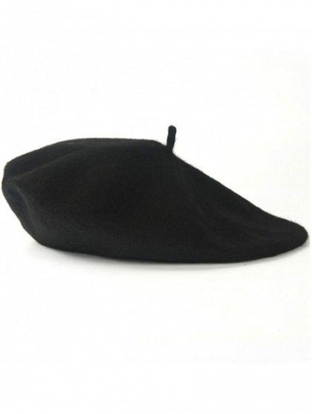 Berets Spring Beret Hat Flat Cap Women Wool Berets Hat Caps Casquette Female Warm Winter Cap - Black - CI18A2X09N3 $23.38