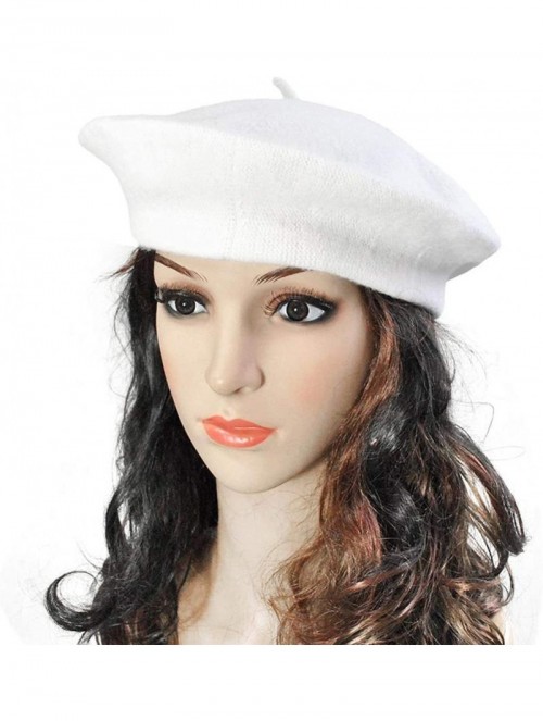 Berets Spring Beret Hat Flat Cap Women Wool Berets Hat Caps Casquette Female Warm Winter Cap - Black - CI18A2X09N3 $23.38