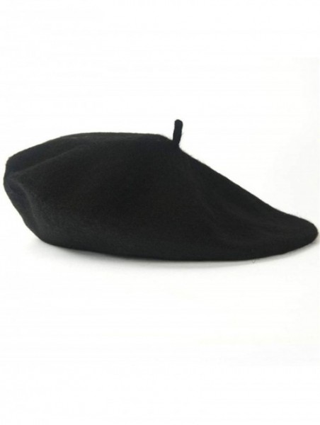 Berets Spring Beret Hat Flat Cap Women Wool Berets Hat Caps Casquette Female Warm Winter Cap - Black - CI18A2X09N3 $23.38