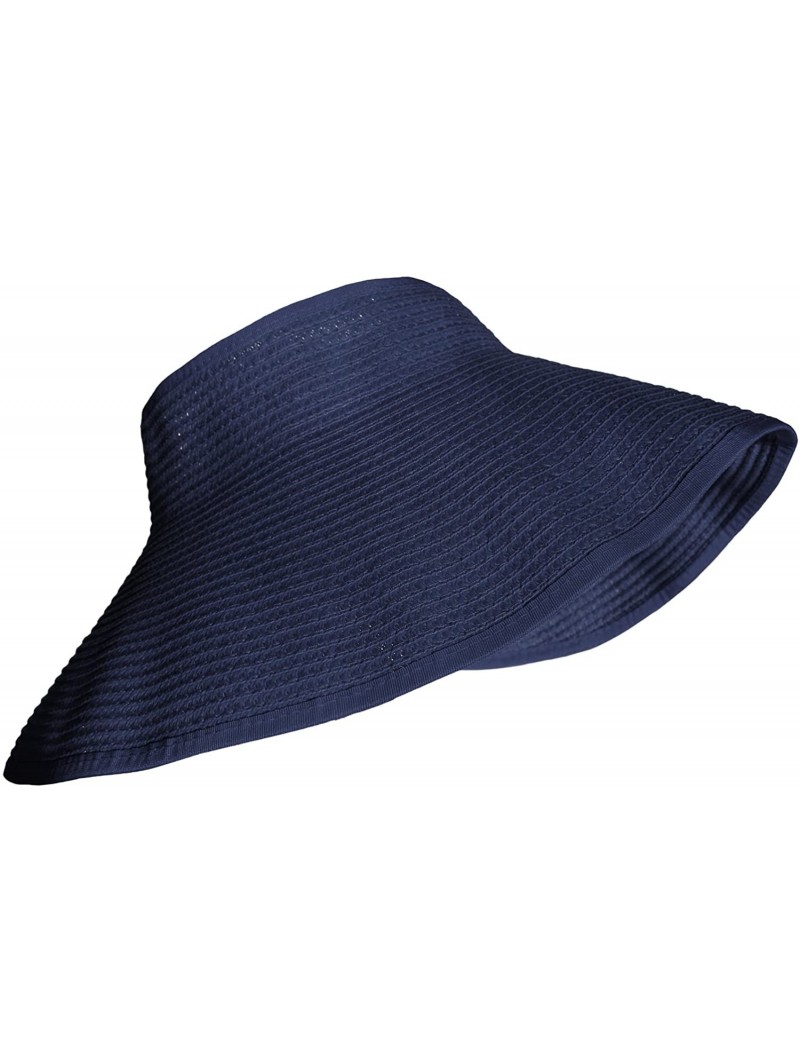 Sun Hats Foldable Beach Visor Wide Brim Sun Hat - Navy - CO11WO26V39 $9.42