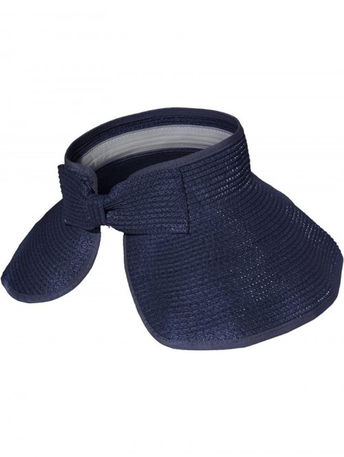 Sun Hats Foldable Beach Visor Wide Brim Sun Hat - Navy - CO11WO26V39 $9.42