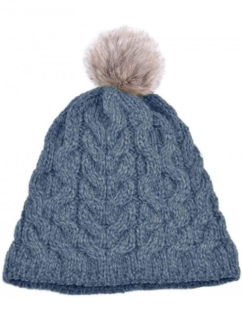 Skullies & Beanies Supersoft Merino Knit Pom-Pom Hat - Blue - C918IRT3L5T $34.12